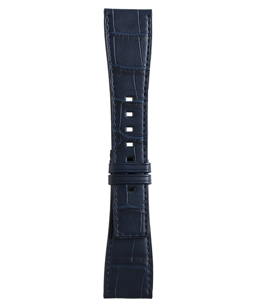 BR-S Bracelet en cuir d'alligator de couleur bleue foncée