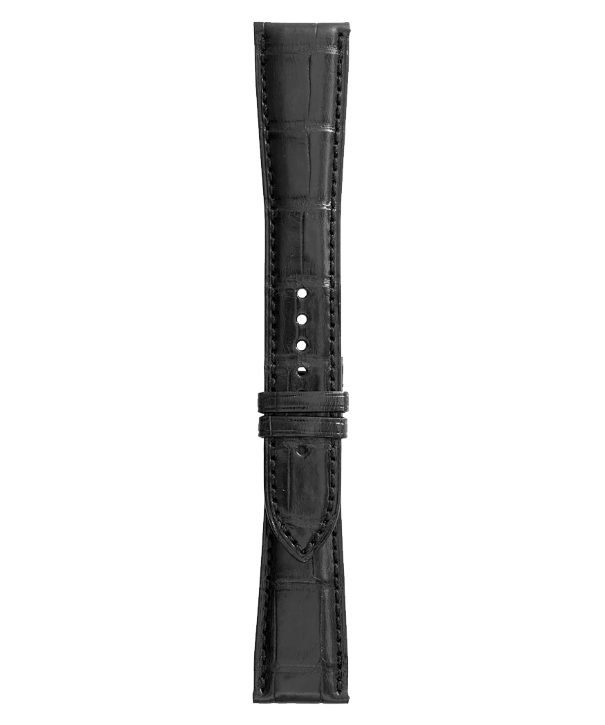 BR 123 - BR 126 - BR V2 - BR V3 Bracelet en cuir d'alligator de couleur noire