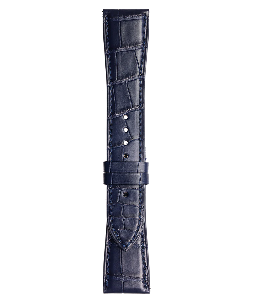 BR 123 - BR 126 - BR V2 - BR V3 Bracelet en cuir d'alligator de couleur bleue