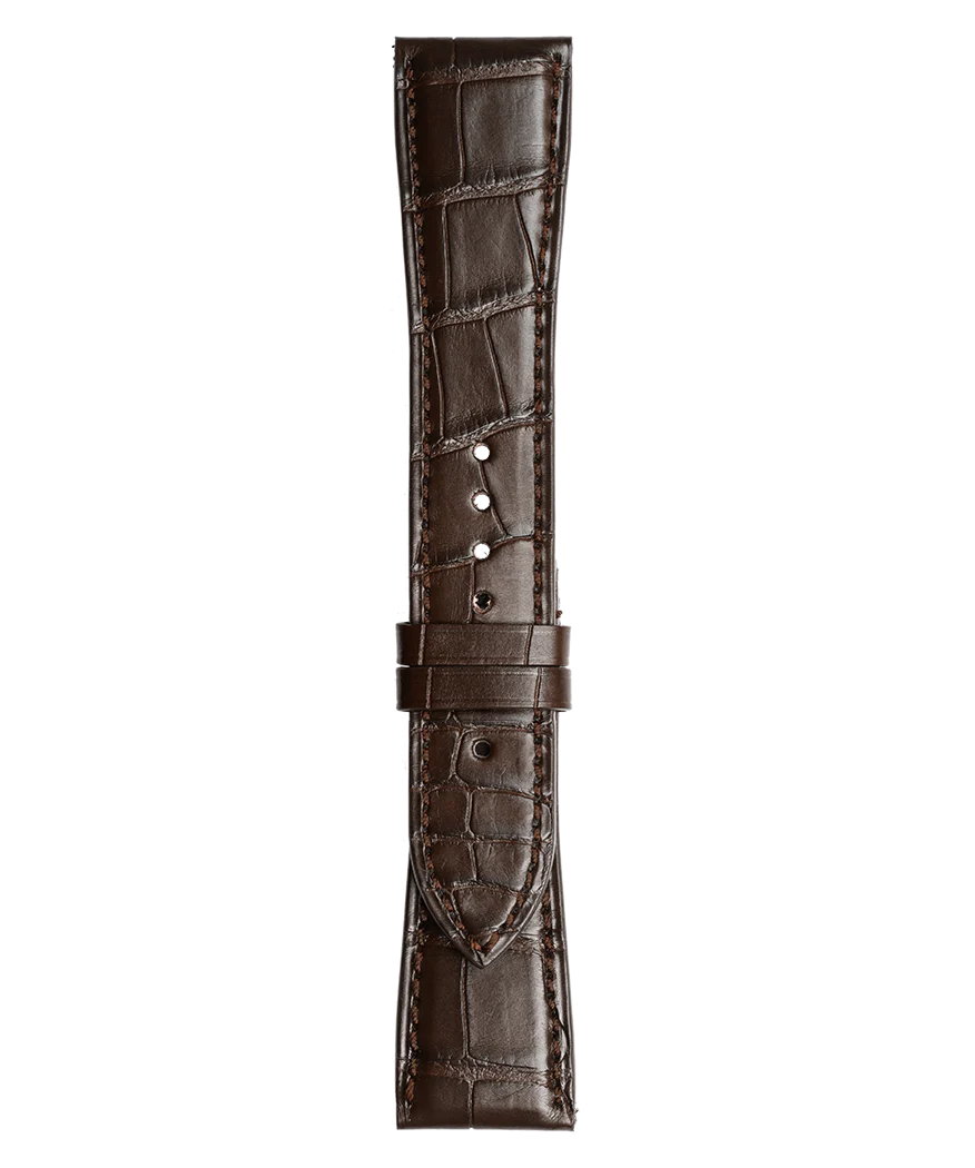 BR 123 - BR 126 - BR V2 - BR V3 Bracelet en cuir d'alligator de couleur marron