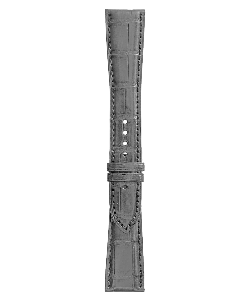 BR 123 - BR 126 - BR V2 - BR V3 Bracelet en cuir d'alligator de couleur grise