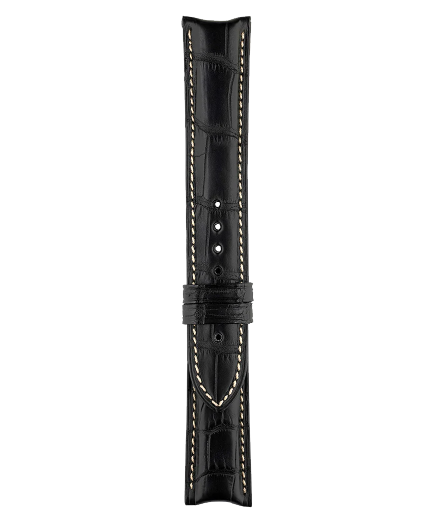 VINTAGE - GENEVA - FUNCTION Bracelet en cuir d'alligator de couleur noire