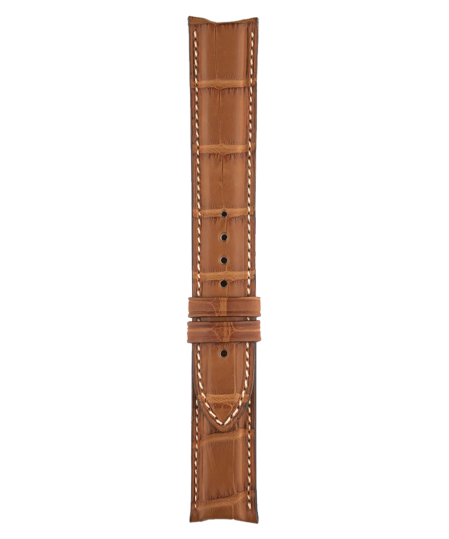 VINTAGE - GENEVA - FUNCTION Bracelet en cuir d'alligator de couleur marron moyen